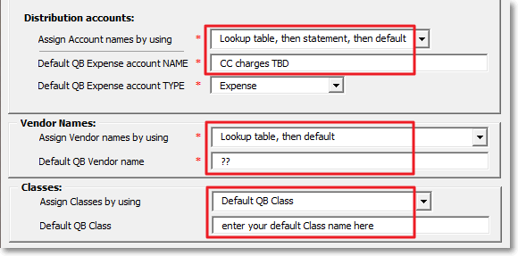 Examples of conversion settings