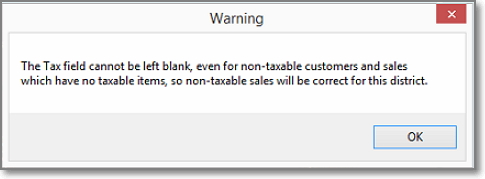 Screenshot - QB Error: Tax field cannot be left blank